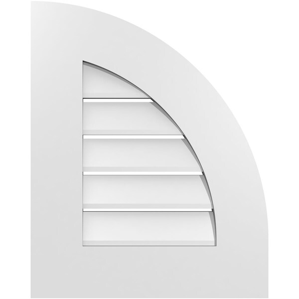 Ekena Millwork Quarter Round Top Right Surface Mount PVC Gable Vent w/ 3-1/2"W x 1"P Standard Frame, 16"W x 20"H GVPQR16X2001SF - main